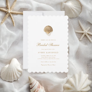 Convite Convidar Chá de panela Dourado da Seashell & Pearl
