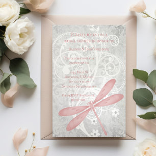 Convite Convidar Chá de panela Dragonfly Rosa