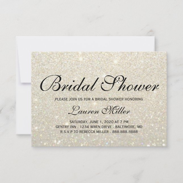 Convite Convidar - Chá Dourado Glit Fab Branco (Frente)