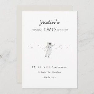 Convite Convidar Dois segundos aniversários Da Moon Space