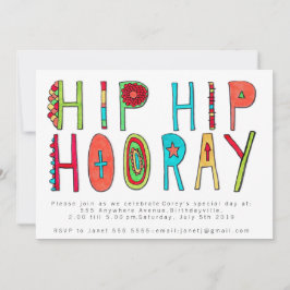 Convite Convidar Festa de aniversário de Hip Hip Hooray Fe
