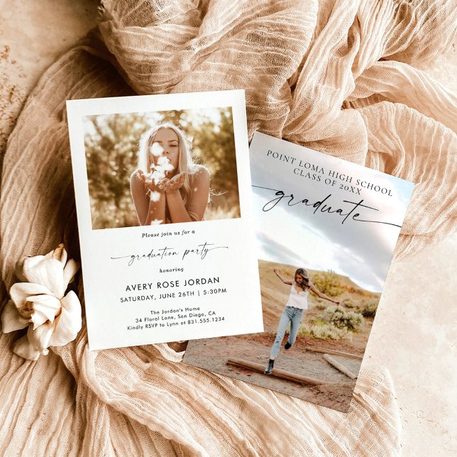 Convite Convidar Festa de formatura minimalista moderno (Criador carregado)