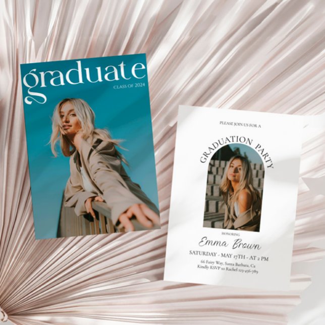 Convite Convidar Festa de formatura Moderno, Formando Foto (Criador carregado)