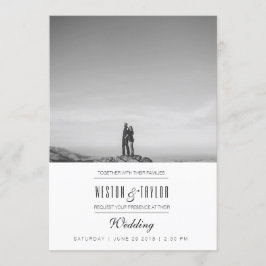 Convite Convidar Foto de Casamento Moderno e Mínimo