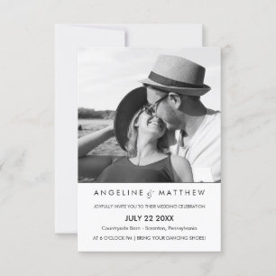 Convite Convidar Foto de Casamento Moderno e Mínimo