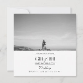 Convite Convidar Foto de Casamento Moderno e Mínimo