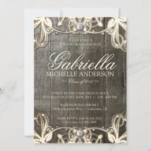 Convite Convidar Foto De Graduação Rústica De Raça No País (Frente)