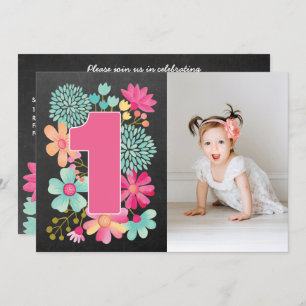 Convite Convidar Fotografia Número 1 para primeiros aniver