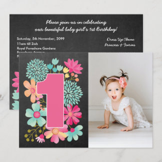 Convite Convidar Fotografia Número 1 para primeiros aniver