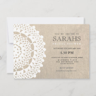 Convite Convidar Grupo de Chás de panela Lace Doily & Burl