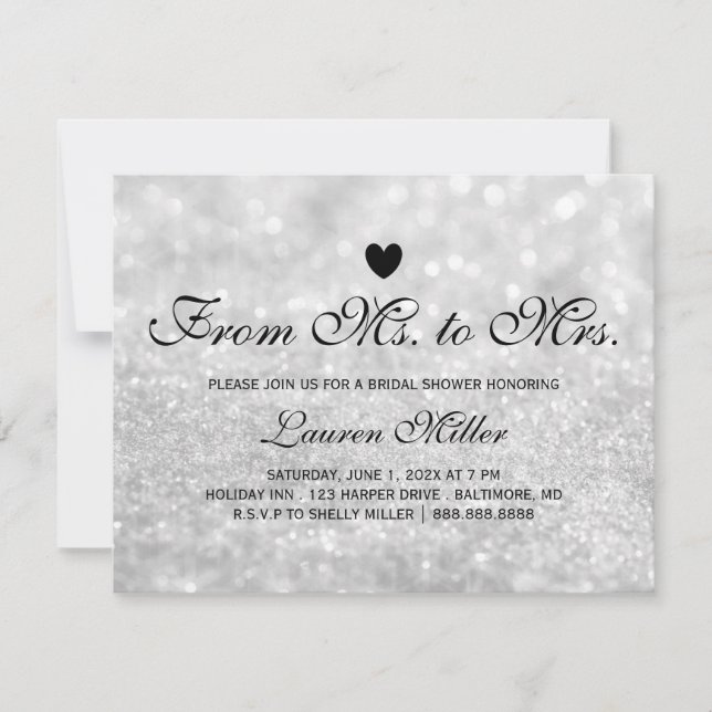 Convite Convidar - Lit Silver Glit Fab Sra.Sra. Chá de pan (Frente)