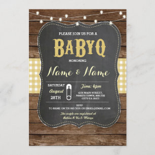 Convite Convidar Madeira de giz amarelo CHURRASCO BaByQ