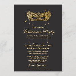 Convite Convidar o Mascarada de Máscara Negra Dourada do H