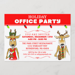 Convite Convidar o Office Party Reindeer de Férias com Be