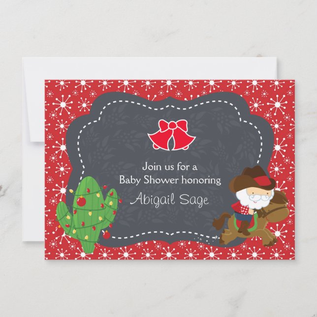 Convite Convidar Papais noeis de vaqueiro e Chá de fraldas (Frente)