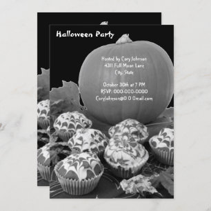 Convite Convidar para a Festa B&W do Halloween de Abóbora
