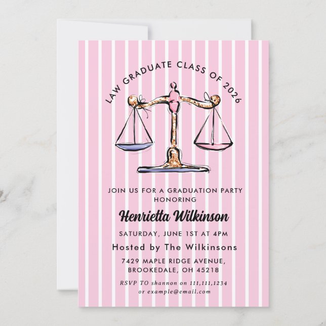 Convite Convidar para Foto de Graduado na Faculdade de Dir (Verso)