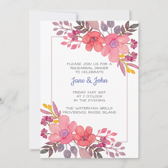 Convite Convidar Pense Dusty Pinks (Frente)