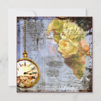 Convite Convidar Rosas Amarelas e Steampunk