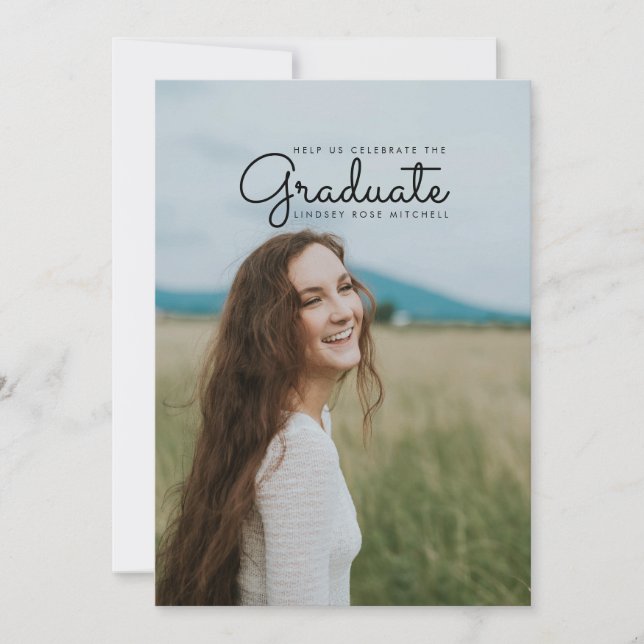 Convite Convidar um Formando simples e elegante (Frente)