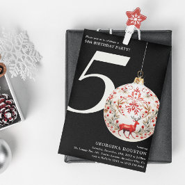 Convite Convidativo Bola de Natal Festiva para Aniversário