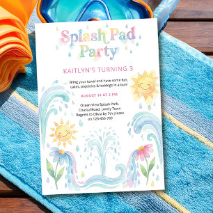 Convite Convidativo Splash Pad Pastel para Festa de Aniver