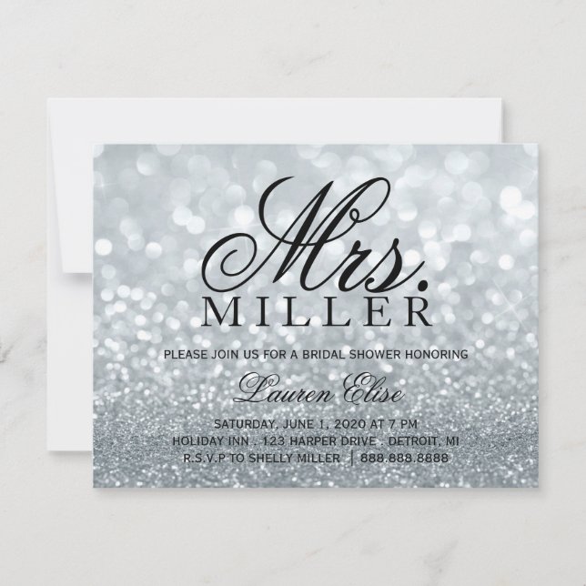 Convite Convide - a Sra. fabuloso chá de panela 2 Silv de (Frente)