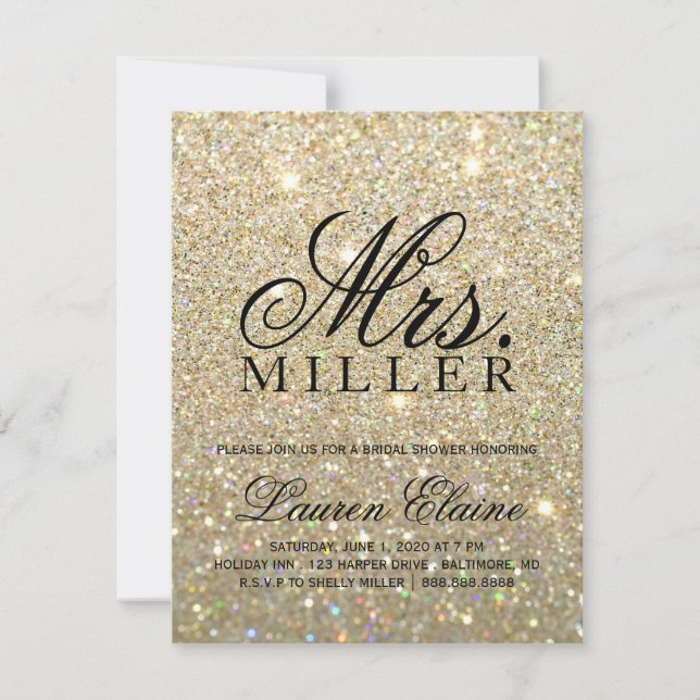 Convite Convide - a Sra. fabuloso Dourado chá de panela 3 (Frente)