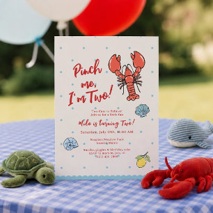 Convite Convide de 2º Aniversário Pinch Me I'm Two Lagosta