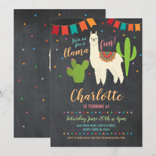 Convite Convide Divertida da Festa de aniversário Llama Ca