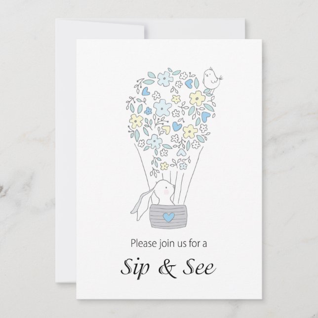 Convite Convide o bebê e veja Bunny Bird (Frente)