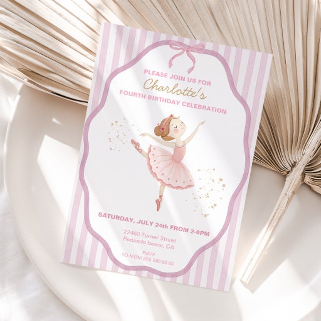 Convite Convidite de aniversário de bailarina para qualque (cute ballerina any age birthday invitation )