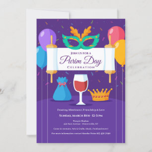 Convite Convite/Anúncio de Celebração do Dia de Purim
