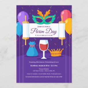 Convite Convite/Anúncio de Celebração do Dia de Purim