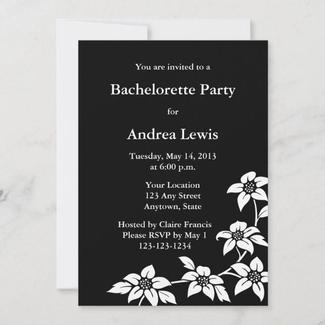 Convite Convite/Anúncio de Festa de solteira Preta (Frente)