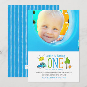 Convite Convite/Carro de primeiro aniversario de Portas Co