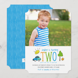 Convite Convite/Carro de segundo aniversário de Portas Co