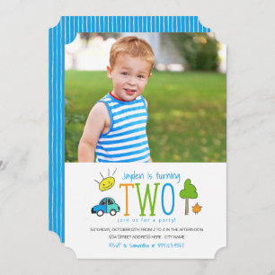 Convite Convite/Carro de segundo aniversário de Portas Col