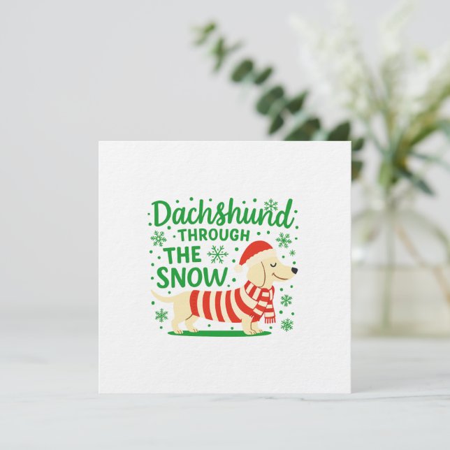 Convite Convite/Carta de Natal de Dachshund Creme (Em pé/Frente)