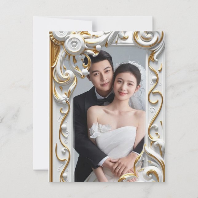 Convite "Convite de Casamento Botânico Dourado Elegante -  (Verso)