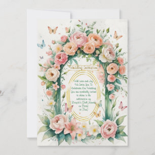 Convite "Convite de Casamento com Coroa Floral Romântica"