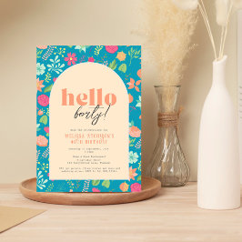 Convite Convite, florais em azul brilhante (qualquer idade