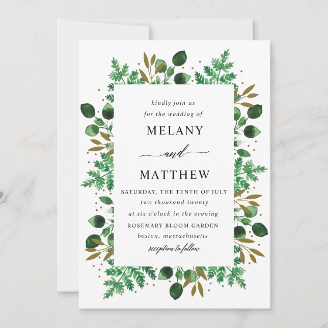 Convite Convite_neve de Casamento de Quadro Botânico (Frente)