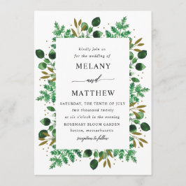 Convite Convite_neve de Casamento de Quadro Botânico