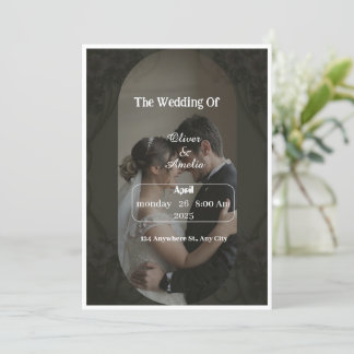 Convite "Convite para Casamento Preto e Marrom Elegante Pe