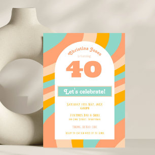 Convite Convite, retro-chic pastel de aniversário de 40 an