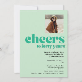 Convite Convite, Retro Sage Green, aniversário de 40 anos