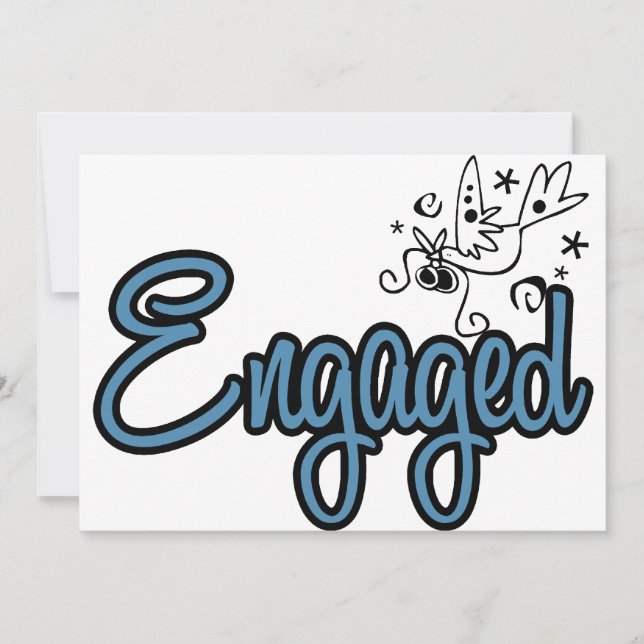 Convite ConviteAzulToonDoveEngaged (Frente)