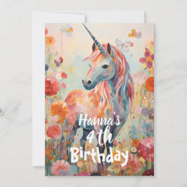 Convite ConviteElegante Unicórnio Mágico Rosa Pastel