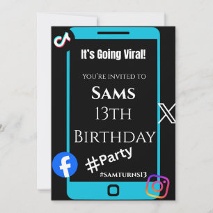 Convite “Convites de Festa TikTok Trend – Divertidos e Vir